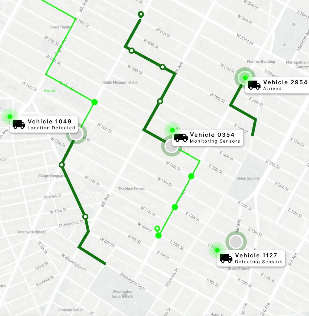 Revvo Auto Detect and Auto Locate fleet map